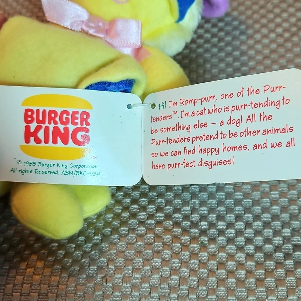 1988 Purr-Tenders Sock-Ems RompPurr Plush Cat/Dog Hallmark Burger King Collectab